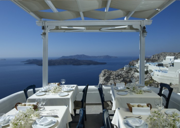 O restaurante Le Caldera na Grécia