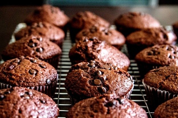 Os muffins de chocolate