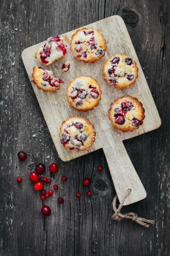 Os muffins com cranberries