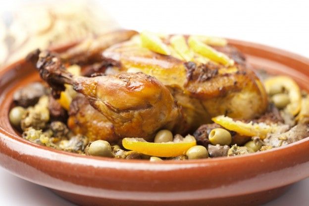 Tajine de frango com azeitonass