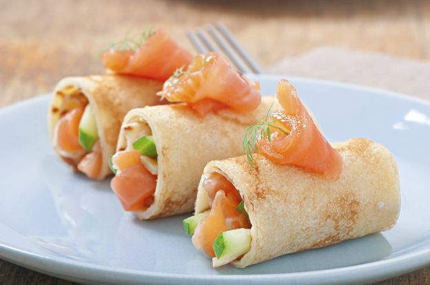 Panquecas e crepes de salmão