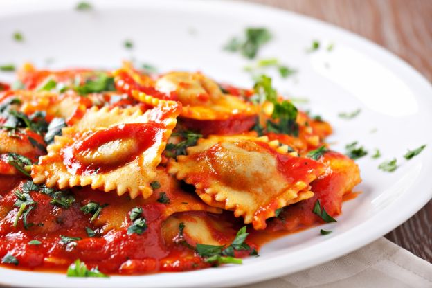 Ravioli de batata, pecorino e menta