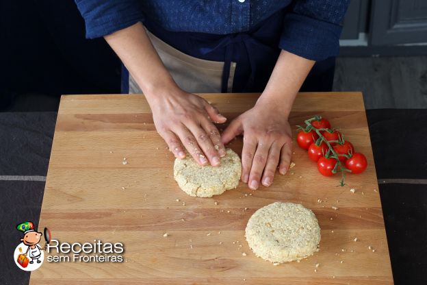 Preparação dos steaks vegetarianos