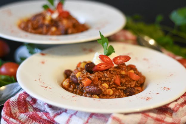 Carne moída com legumes variados