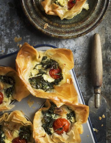 Mini quiche de queijo cabra e tomates cerejas