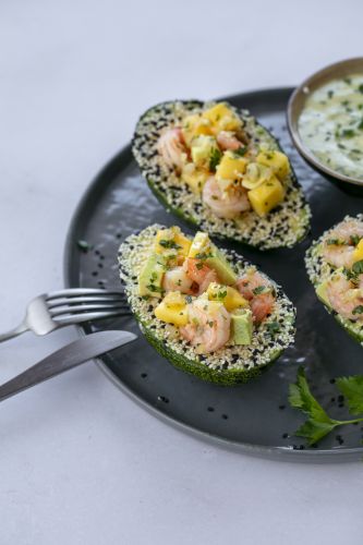 Salada de camarão fresco