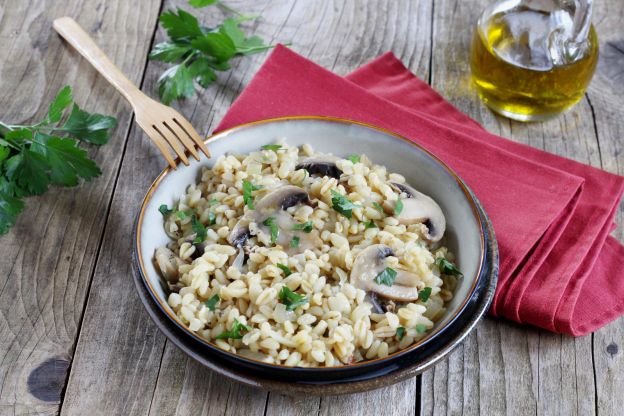 Risotto de trigo e champignons