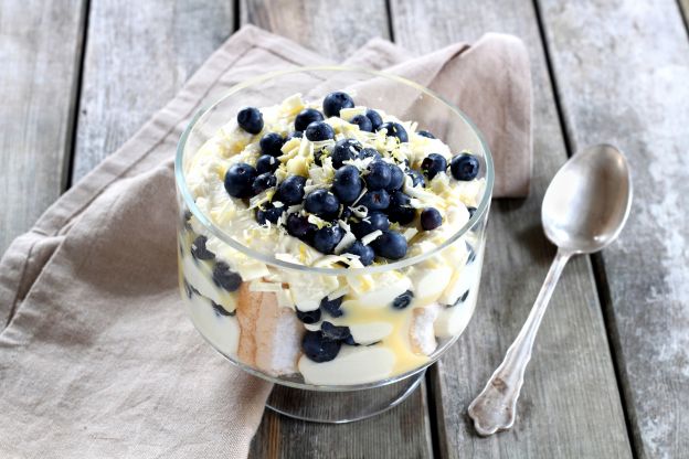 Trifle de mirtilos e Limoncello