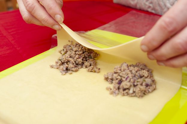 Preparação do pastel de carne