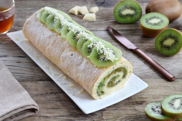 Rocambole de kiwi