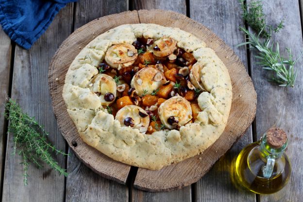 Torta rústica de abóbora e queijo de cabra