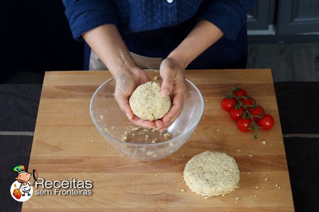 Preparação dos steaks vegetarianos