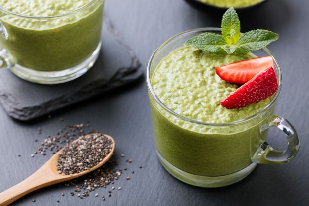 Pudim de chia e matcha