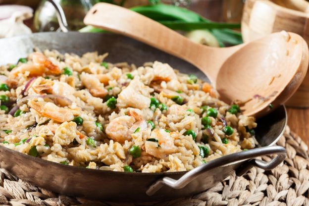 Risotto di scampi con melanzane e mozzarella (Risotto de camarão com berinjela e mussarela)