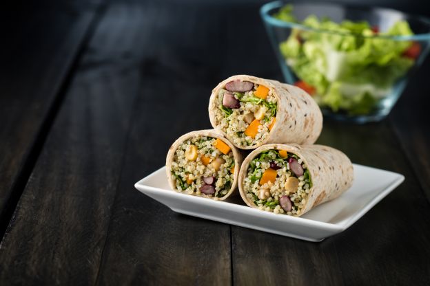 Wraps de quinoa com verduras