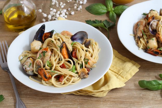 Spaghetti com frutos do mar