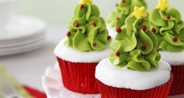 Cupcakes árvores de Natal