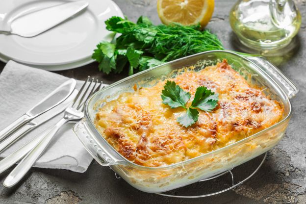 Polenta gratinada com queijo e bacon