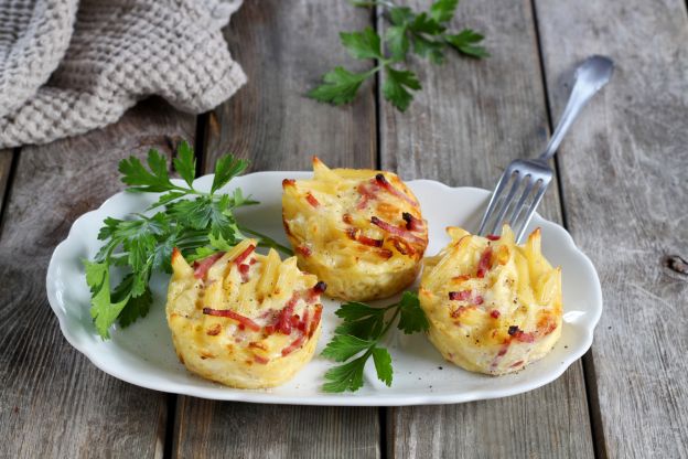 Mini gratinados com penne e presunto!