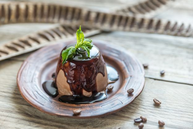 Panna cotta de café e chocolate