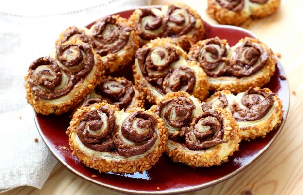 Palmiers de Nutella com Crosta de Pralinê