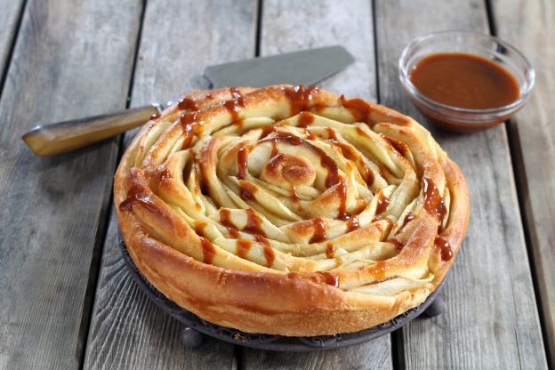 Torta de maçã em formato de rosa