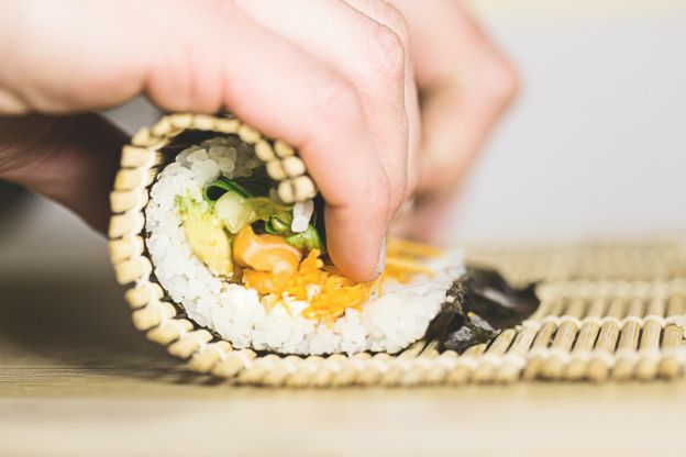 Sushi de salmão e melancia