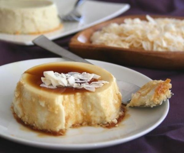 Flan de leite condensado e coco