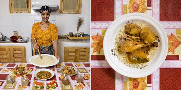 Argélia - Couscous de frango e legumes.