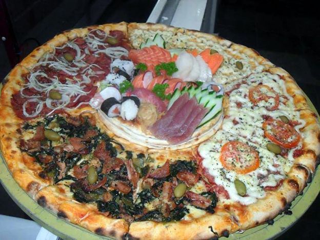 Pizza de Sushi e Sashimi